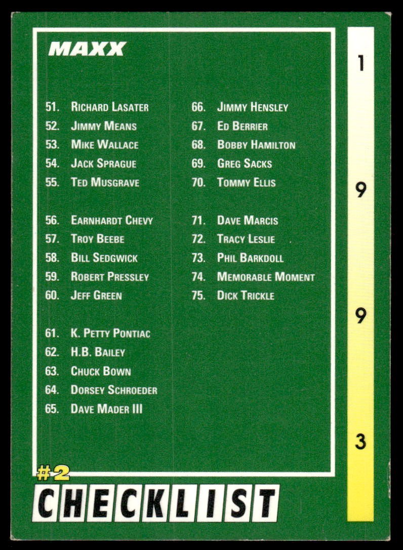 Checklist #2 1993 Maxx #296
