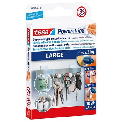 tesa Powerstrips LARGE Klebestreifen für max. 2,0 kg, 2,0 x 5,0 cm, 10 St.