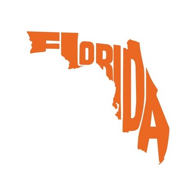 Florida State Typography Outline Vinyl Decal Word Art shape sticker