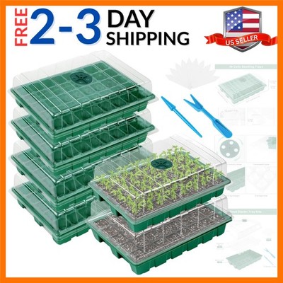 6 Pack Seed Starter Tray Kit 40 Cells Seedling Trays with Humidity Dome and B...