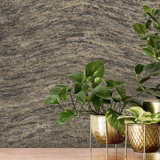 Charcoal Wave Effect Wallpaper Gold Metallic Shimmer Textured Feature Lounge