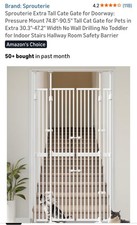 Extra Tall Pet Gate for Doorway 74.8-90.5
