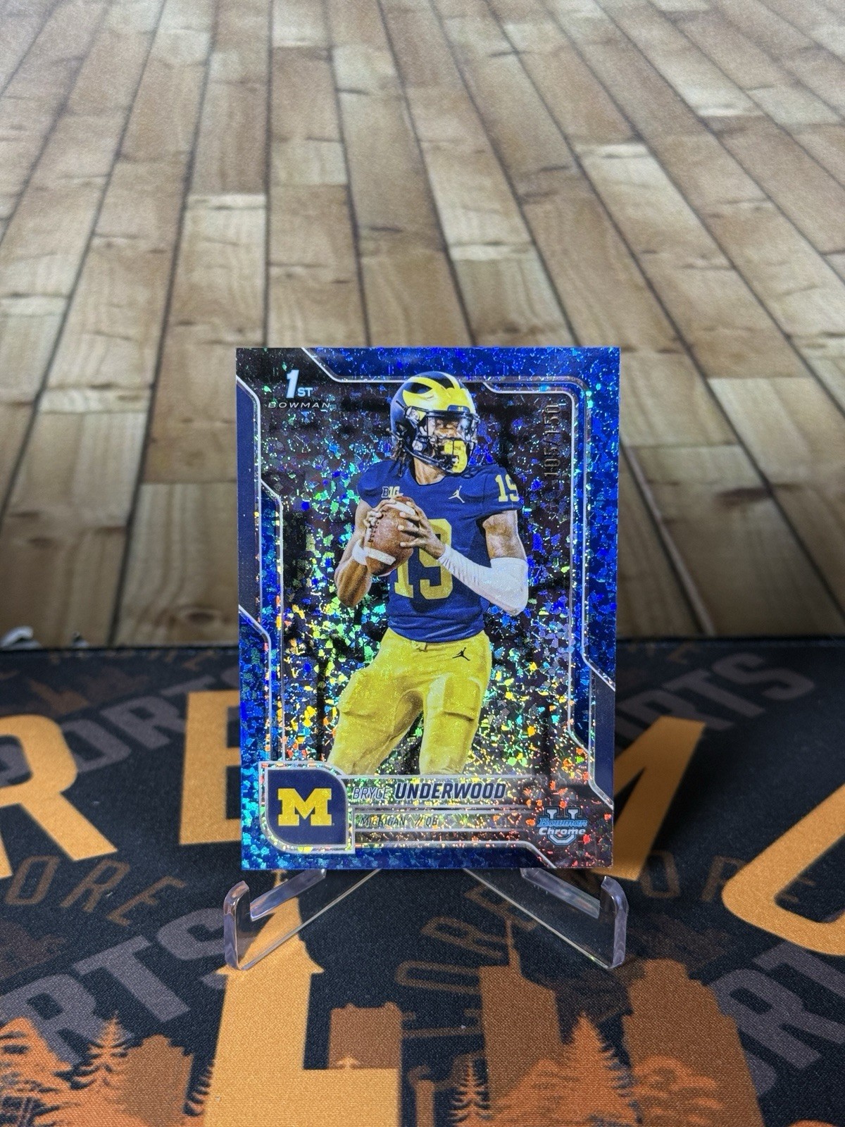 Bryce Underwood 2025 Bowman U Chrome Blue Mini Diamond 1st /150 #196 U OF M