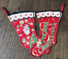 Vintage Santa Christmas Stockings - Double Sided Set Of 2