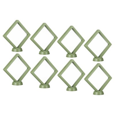 3D Floating Display Frame Coin Jewelry Case with Base 4.3'' x 4.3'' Green 8pcs