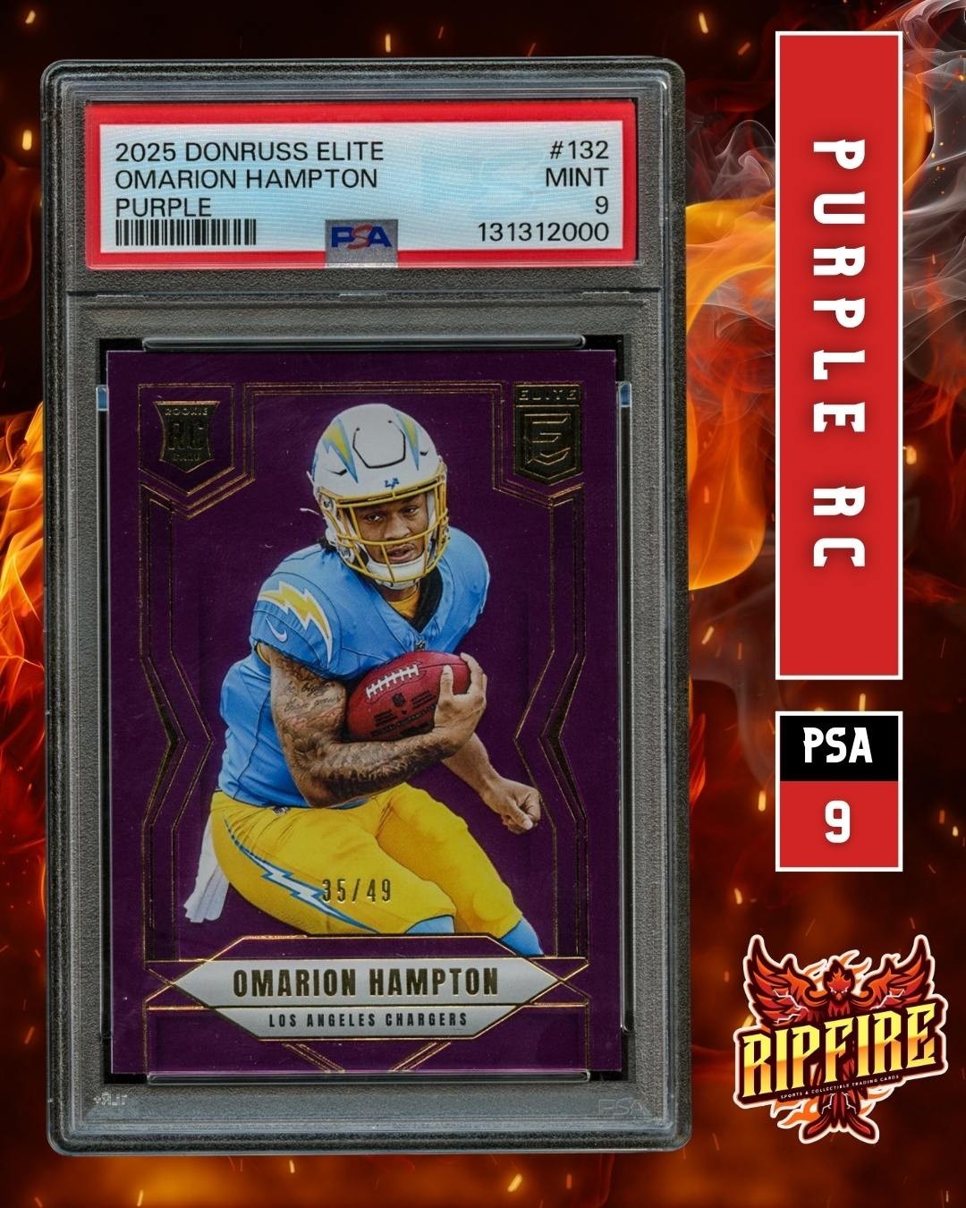 2025 Panini Donruss Elite Omarion Hampton Purple /49 #132 PSA 9 RC **POP 1**