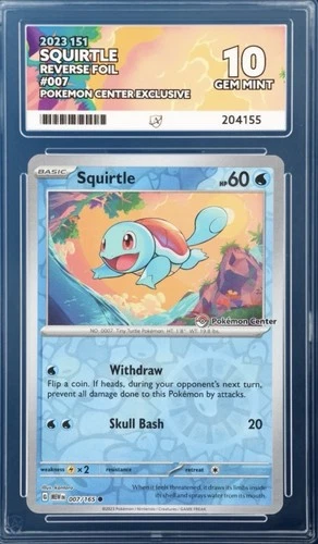 2023 Pokémon 151 Squirtle #007 Reverse Holo Pokémon Center Exclusive ACE 10 GEM