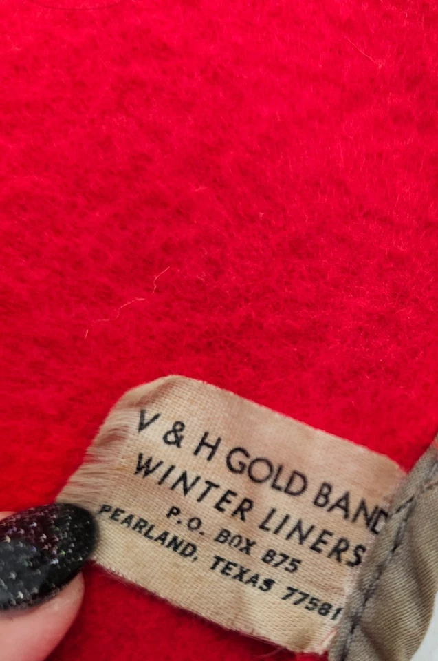 Sombrero duro vintage V&H banda dorada FR forro de invierno rojo acolchado - Imagen 4 de 4