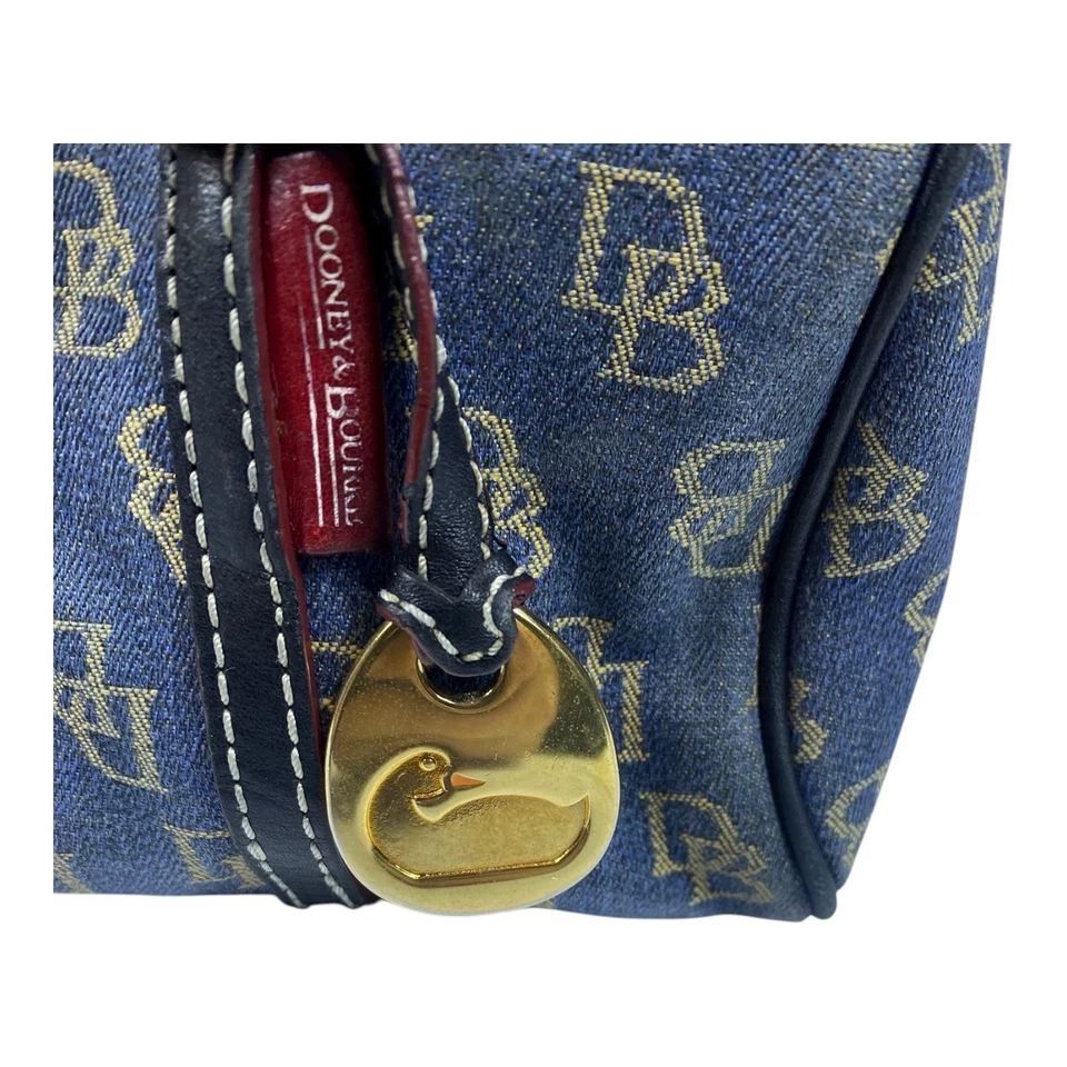 Bolso De Colección Dooney & Bourke Azul Denim Firma Cremallera Hombro Barril Foto 3 de 4