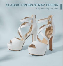 Women's Crisscross Strappy Platform High Chunky Heels Heeled Sandals