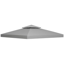 Gazebo Canopy Top 3x3m Light Grey 180g Polyester 2-Tier Vent Roof Cover Drainage