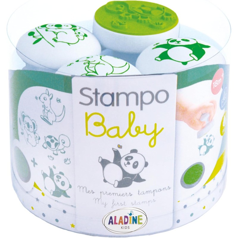 Tampons encreur à encre lavable grand format avec animaux mignons pour bambin de 2 ans