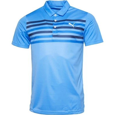 Puma Poloshirt Herren S blau gestreift DryCell atmungsaktiv feuchtigkeitsableitend Golf Neu