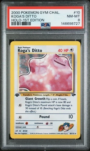 2000 POKEMON GYM CHALLENGE HOLO-1ST EDITION #10 KOGA'S DITTO PSA 8