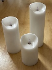 Sompex LED Kerze Set aus drei Kerzen aus Echtwachs Weiss mit Timerfunktion