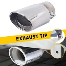 Silver Car Exhaust Pipe Tip Rear Tail Throat Muffler Accessories Straight