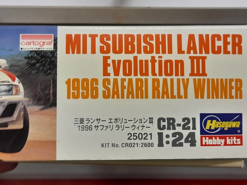 Hasegawa 25021 Mitsubishi Lancer Evolution III 1996 Safari Rally Winner Kit 1/24 - Immagine 3 di 3