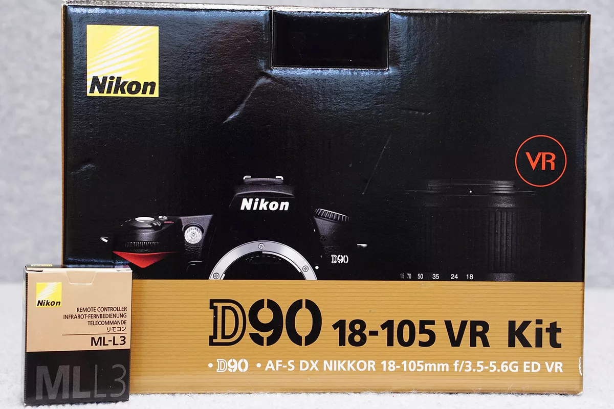 Nikon D90 Kit 18-105mm f/3.5-5.6G ED VR Lens Original Box Remote Control SD  Card