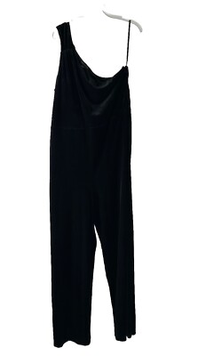 Banana Republic Womens XL Black Velour Velvet Single Shoulder Wide Leg  Jumpsuit