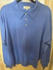 VTG PETER MILLAR Size XL Wool Silk Cashmere Long Sleeve Collared Polo Sweater