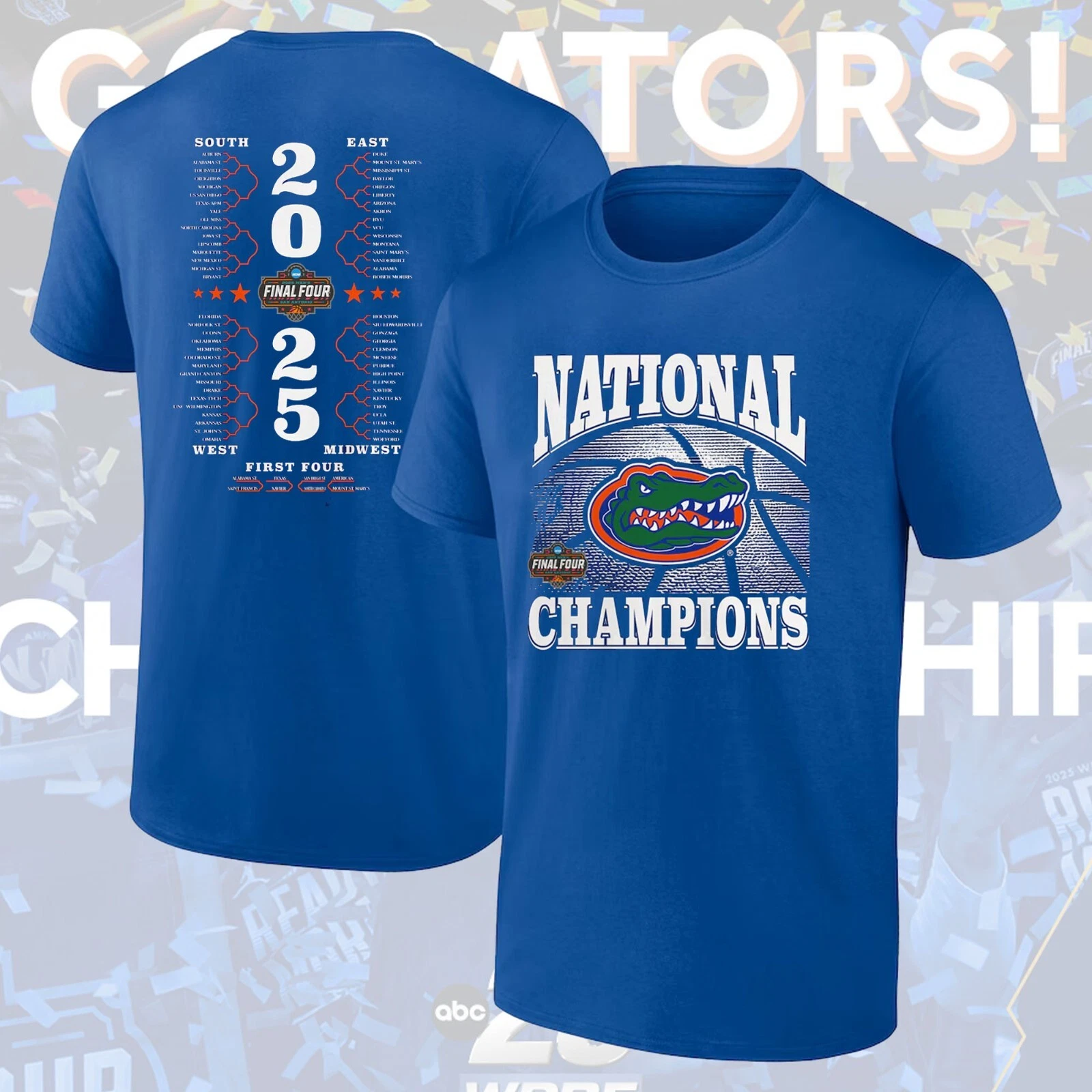 Florida Gators 2025 Basketball National Champions 2 Sides