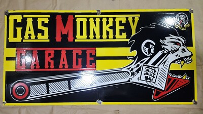 GAS MONKEY GARAGE PORZELLAN EMAILSCHILD 48 X 24 ZOLL