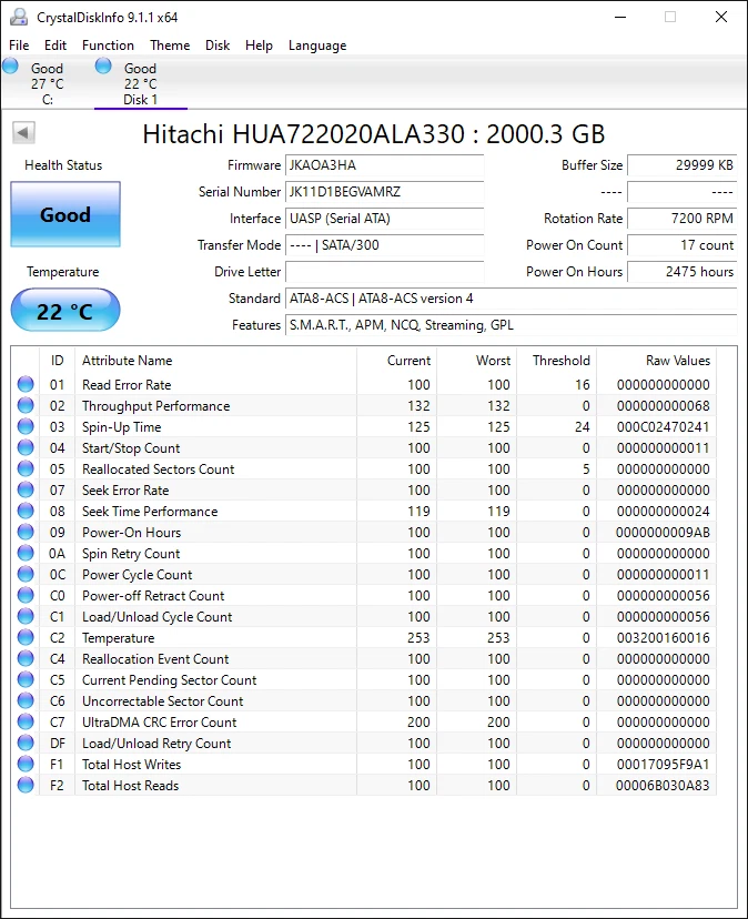 Dell /Hitachi HUA722020ALA330 MLC: JPK3HA  p/n: 0F11265 JUN-2011 3.5" 2TB SATA - Image 2 of 4