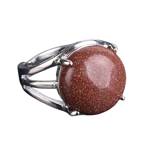 Healing Natural Stone Ring Women Color Matching Round Tiger Eye Opal Adjustable - Picture 21 of 35