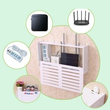 Wifi Router Storage Box Wooden Shelf Wall Hangings Bracket Cables Organizers