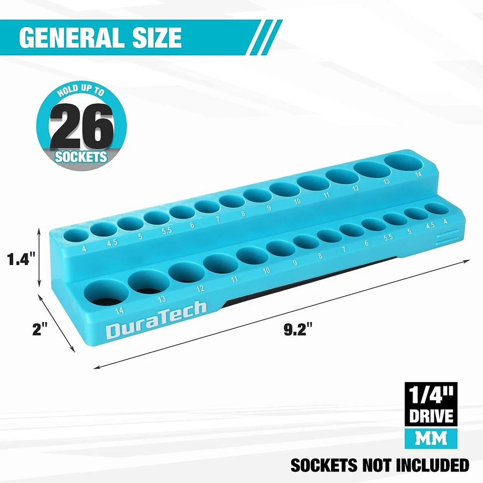 DURATECH 1/4"/3/8"/1/2" Magnetic Sockets Organizer Set Socket Holders SAE/Metric - Image 3 of 4