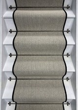 Herringbone Dapple Wool Stair Runner with 100% Pure Wool Edge