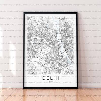 Delhi ungerahmte Karte Poster Druck Indien Delhi Wandbild modern urban Straßenlayout