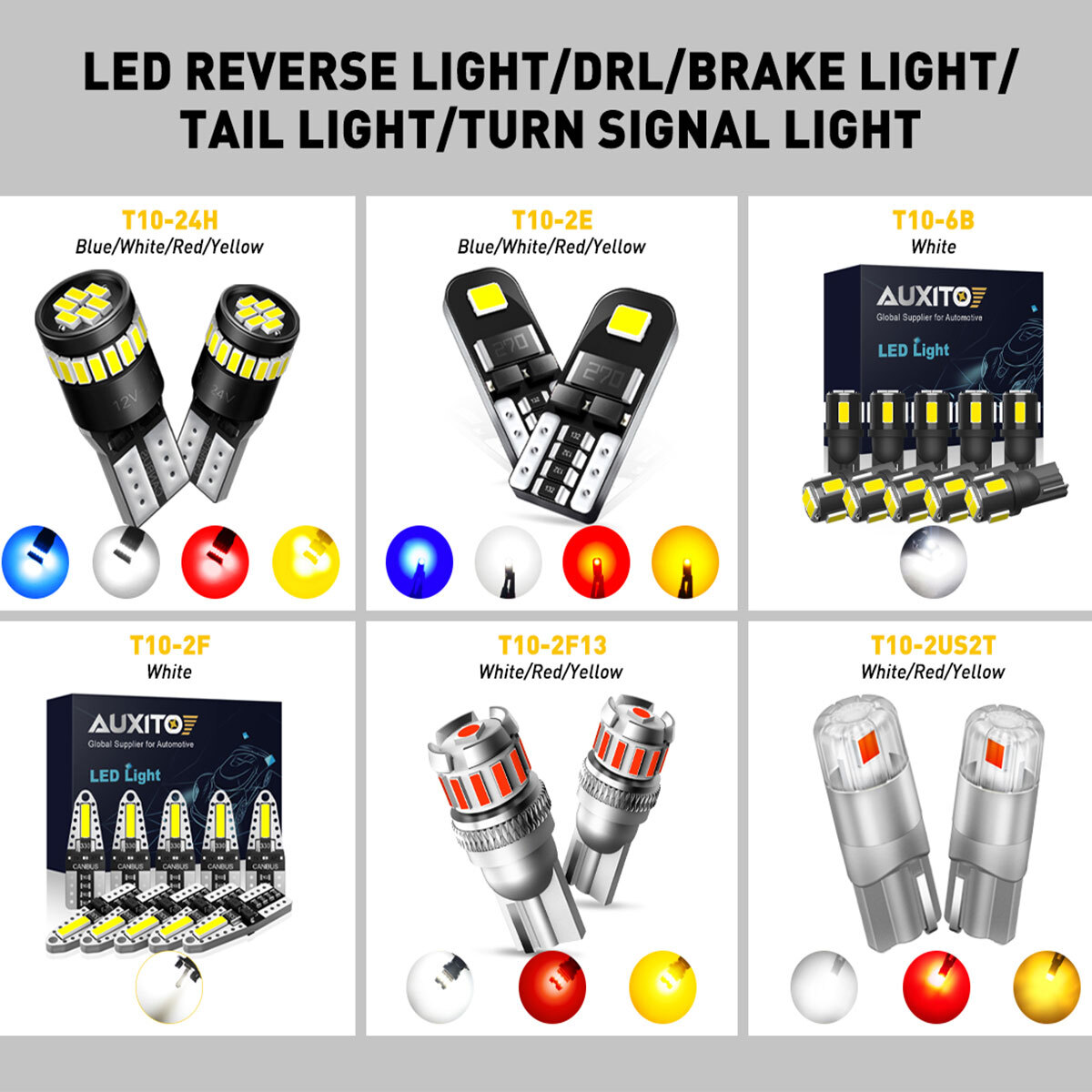 AUXITO LED T10 License Plate Light Car Interior Bulbs White 194 168 2825 CANBUS