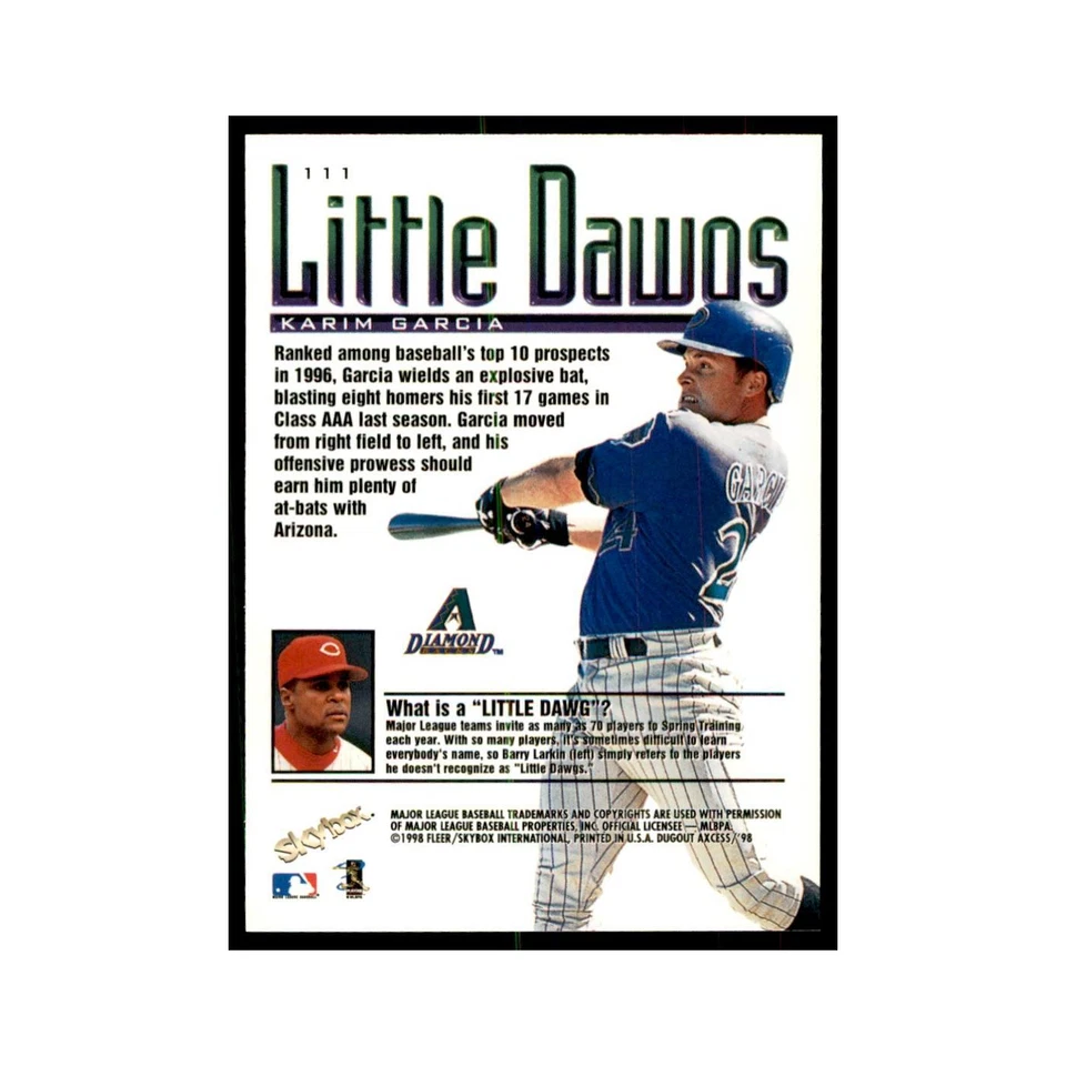 1998 SkyBox Dugout Axcess Karim Garcia Baseball Cards #111 - Image 2 of 3