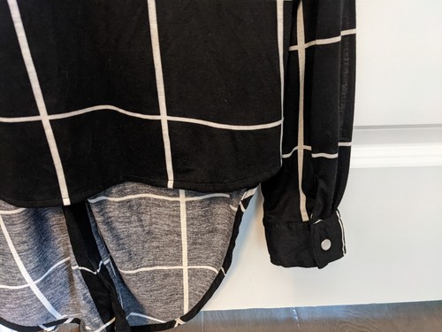 Passport Women's hi-lo Button Front Black / White Check Shirt Size L Large - Picture 6 of 6