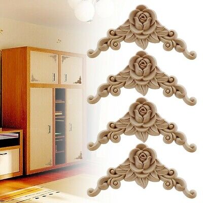 Wooden Carved Applique Furniture Unpainted Mouldings-Decal DIY Decor Gifts New