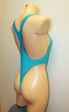 Women Thong Leotard 202-07 Blue Spandex Size S