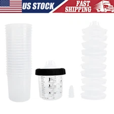 NEW Disposable Spray Paint Gun Plastic Liners & Lids Kits 6-Ounce 180ML Cups US