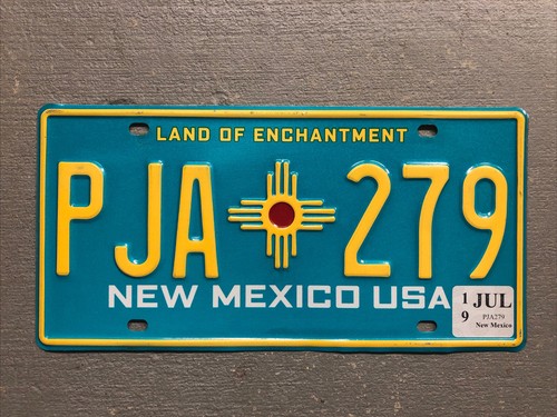 NEW MEXICO LICENSE PLATE TURQUOISE LAND OF ENCHANTMENT RANDOM LETTERS/NUMBERS