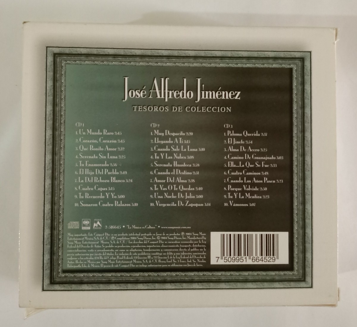 JOSE ALFREDO JIMENEZ -TESOROS DE COLECCION- 2004 MEXICAN TRIPLE CD