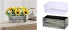 2 pack Wood Planter Box - Whitewashed Rectangular Wooden Planter w/ liner NEW