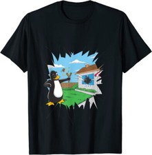 T-Shirt maglietta Uomo Tux il pinguino Linux distrugge finestra con mela apple
