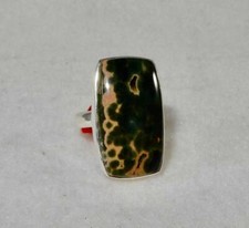 Ocean Jasper Rectangle Ring 925 Sterling Silver Size 8.25 Brings Joy  Clarity