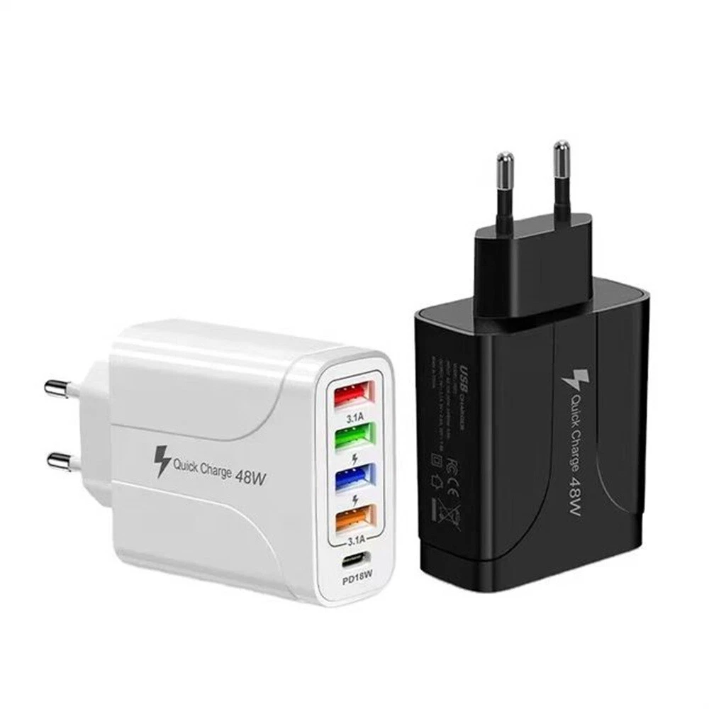 5 Multi Port USB Hub Charger Station Wall Fast Charger PD Power Adapter US Plug