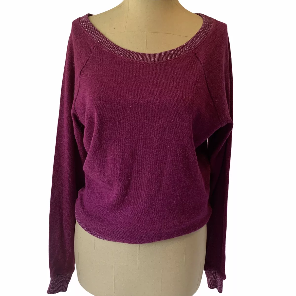 AERIE Women s Size Small S Sweater Long Sleeve Shirt Top Purple Metallic