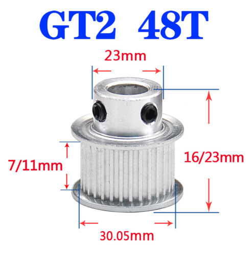 GT2 Aluminium Timing Belt Pulley 48T Wide 6/10mm Bore 5mm To 15mm For 3D Printer - Afbeelding 1 van 3