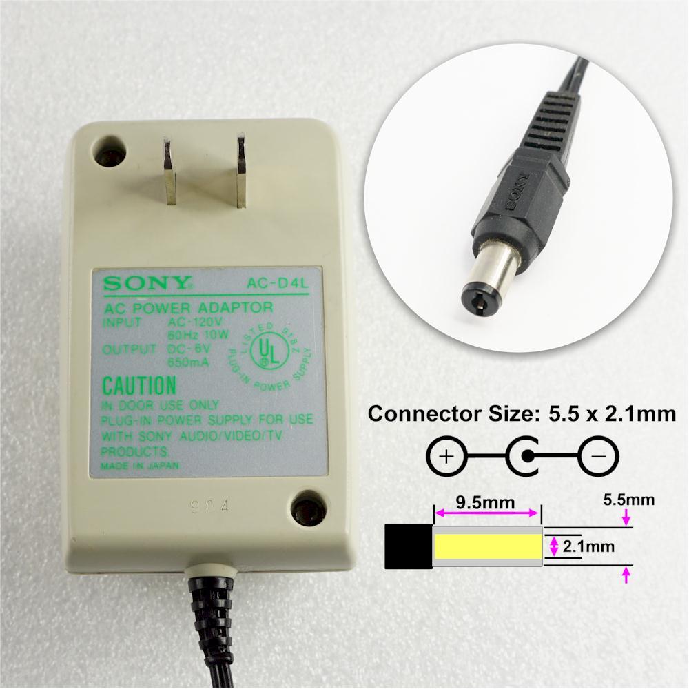 Vintage SONY AC-D4L AC Power Adapter 6VDC, 650mA for Walkman Vintage SONY AC-D4L AC Power Adapter 6VDC, 650mA for Walkman