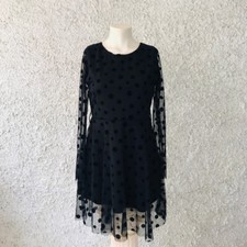 VESTITO ABITO TUBINO POIS FANTASIA TULLE NERO TRASPARENTE PALLINI