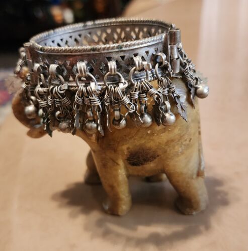 Vintage Bohemian Chic India Old Tribal Bells Bracelet Cuff Hinged Belly Dance  - Picture 1 of 7