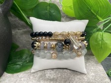 4 PC Handmade Boho Beaded Stackable 6.5 Plus Stretch Bracelet Set New A2755